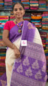 Fancy saree Semi tussar Half white
