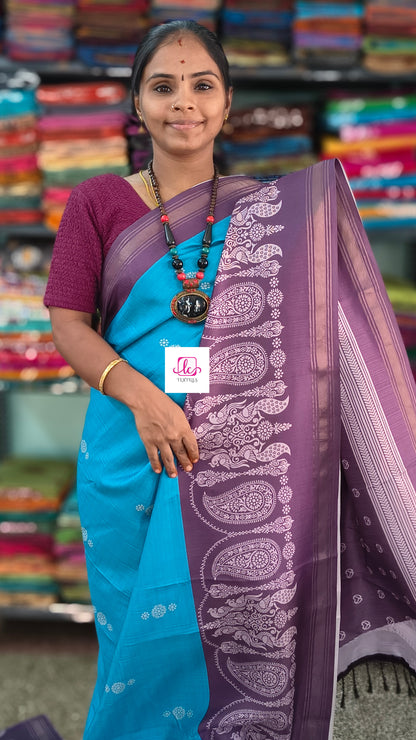Fancy saree Semi tussar Skyblue