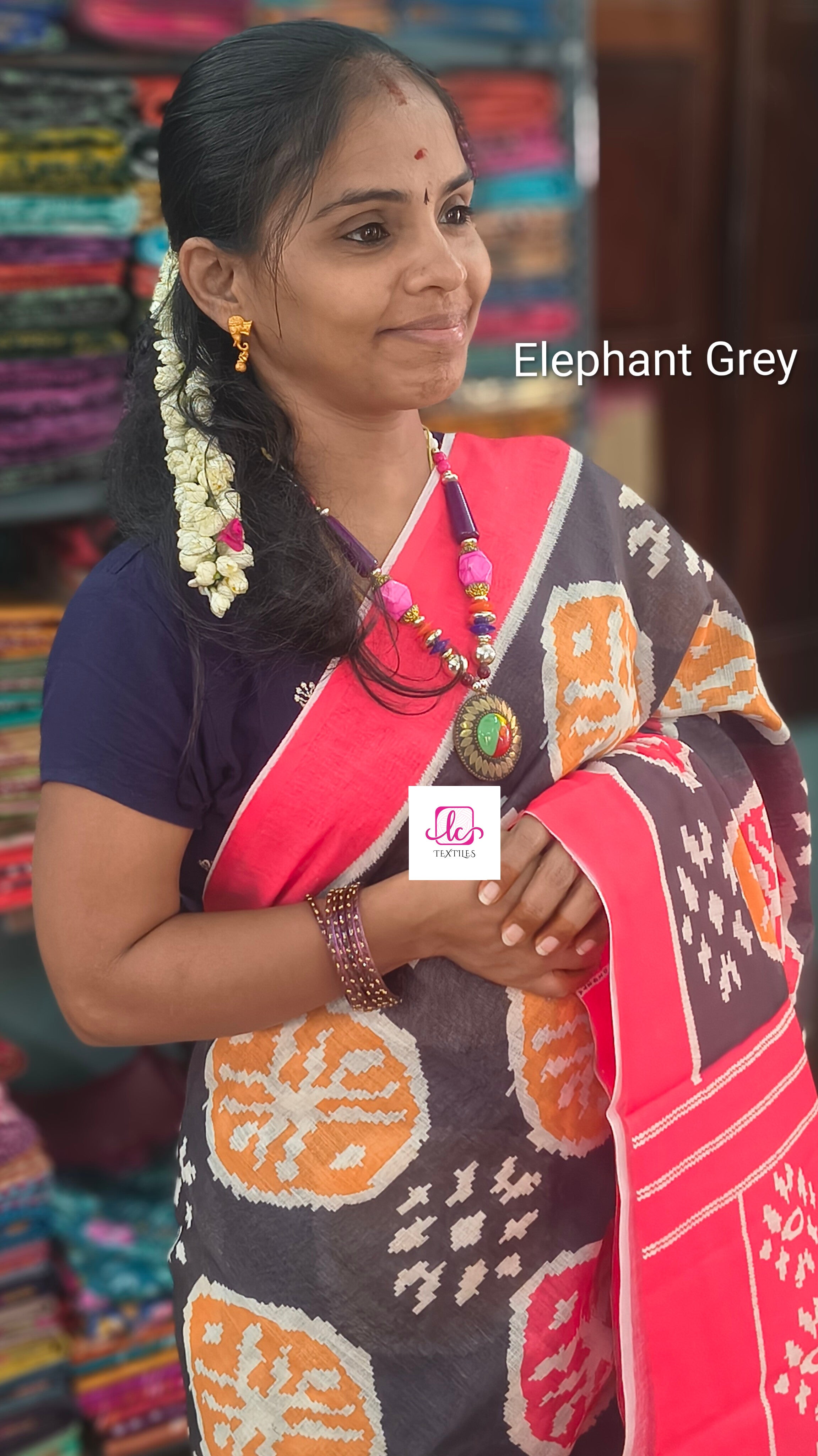 Fancy saree Linen saree Elephant Grey