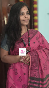 Fancy saree Madhubani cotton Warm pink
