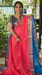 Handloom Kanchi  Silk Cotton Butta Red