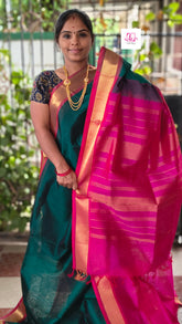 Handloom Kanchi  Silk Cotton Dark green