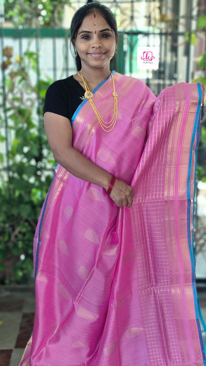 Handloom Kanchi  Silk Cotton Butta Baby Pink