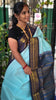 Handloom Kanchi  Silk Cotton -Korvai Plain-Pastel blue- HSC56