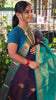 Handloom Kanchi  Silk Cotton - Butta-Navy Blue mixed brown- HSC53
