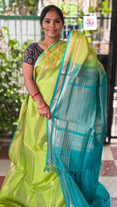 Handloom Kanchi  Silk Cotton Butta Lemon Green