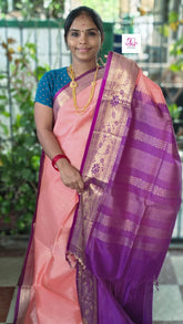 Handloom Kanchi  Silk Cotton All over Design Pastel orange