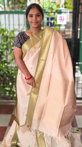 Handloom Kanchi  Silk Cotton Half white
