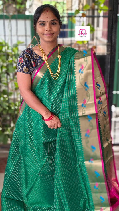 Handloom Kanchi  Silk Cotton green