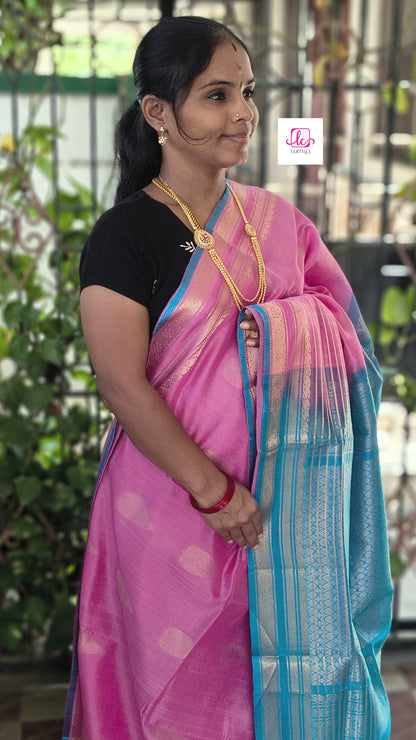 Handloom Kanchi  Silk Cotton Butta Baby Pink