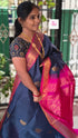 Handloom Kanci  Silk Cotton Butta Dark Blue Grey