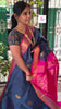Handloom Kanci  Silk Cotton -Butta- Dark Blue Grey- HSC19