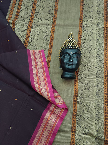 Heritage Handwoven Cotton Small Butta Brown 