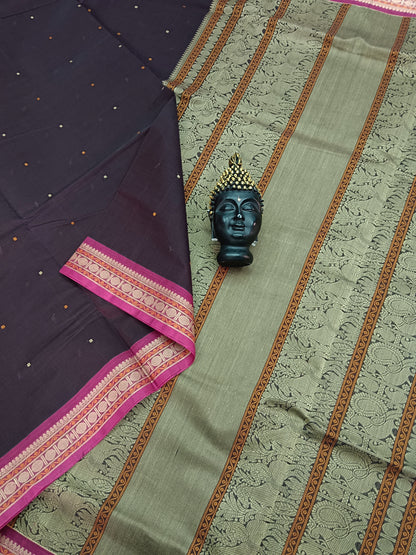 Heritage Handwoven Cotton Small Butta Brown
