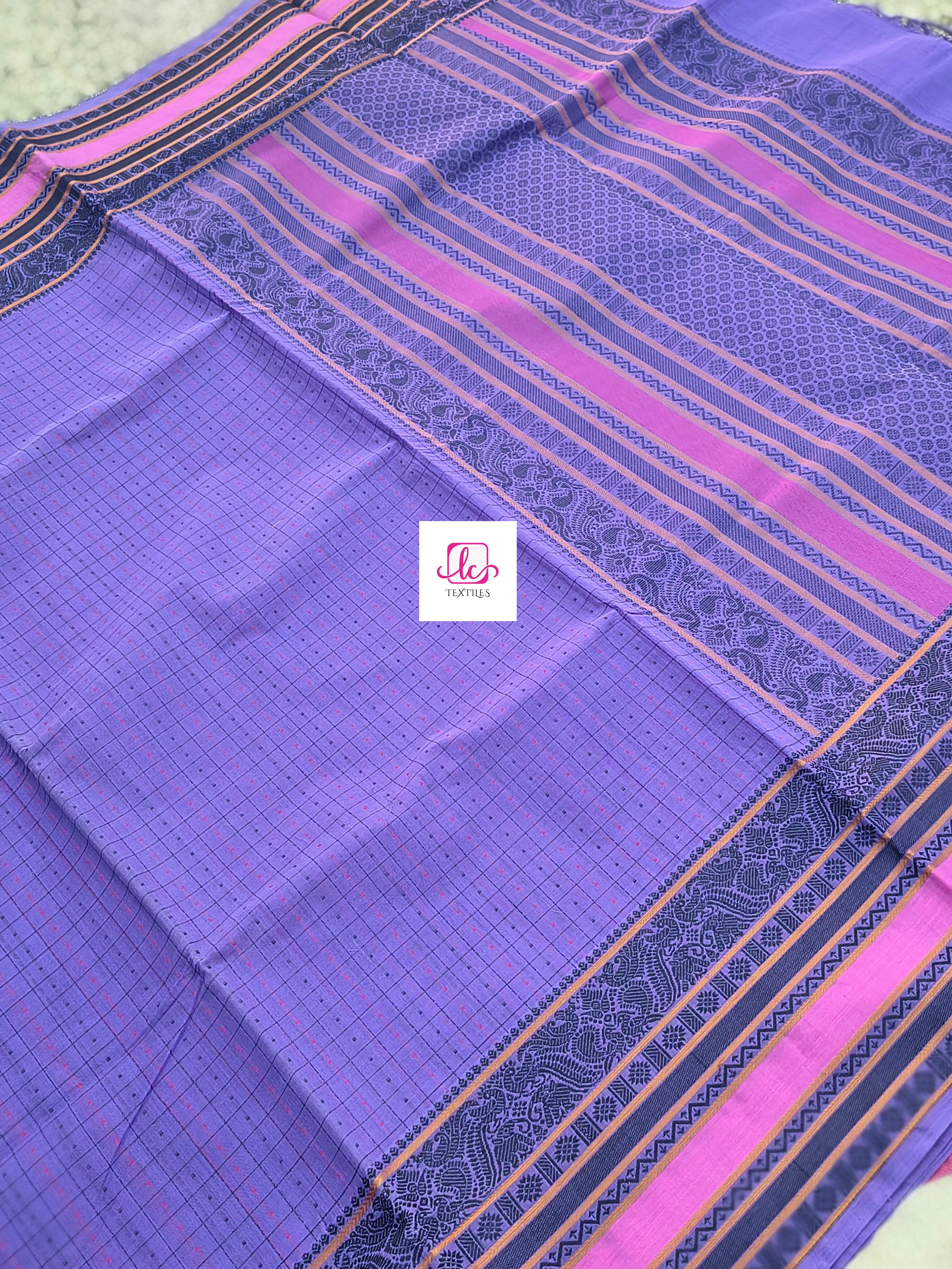 Heritage Handwoven cotton Lakshadeepam Lavender 