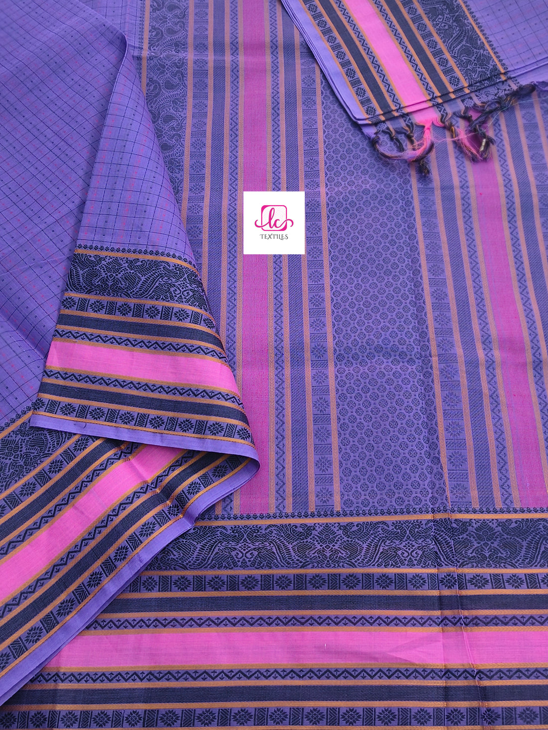 Heritage Handwoven cotton Lakshadeepam Lavender 