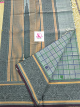 Heritage Handwoven cotton Big Checks Butta Grey 