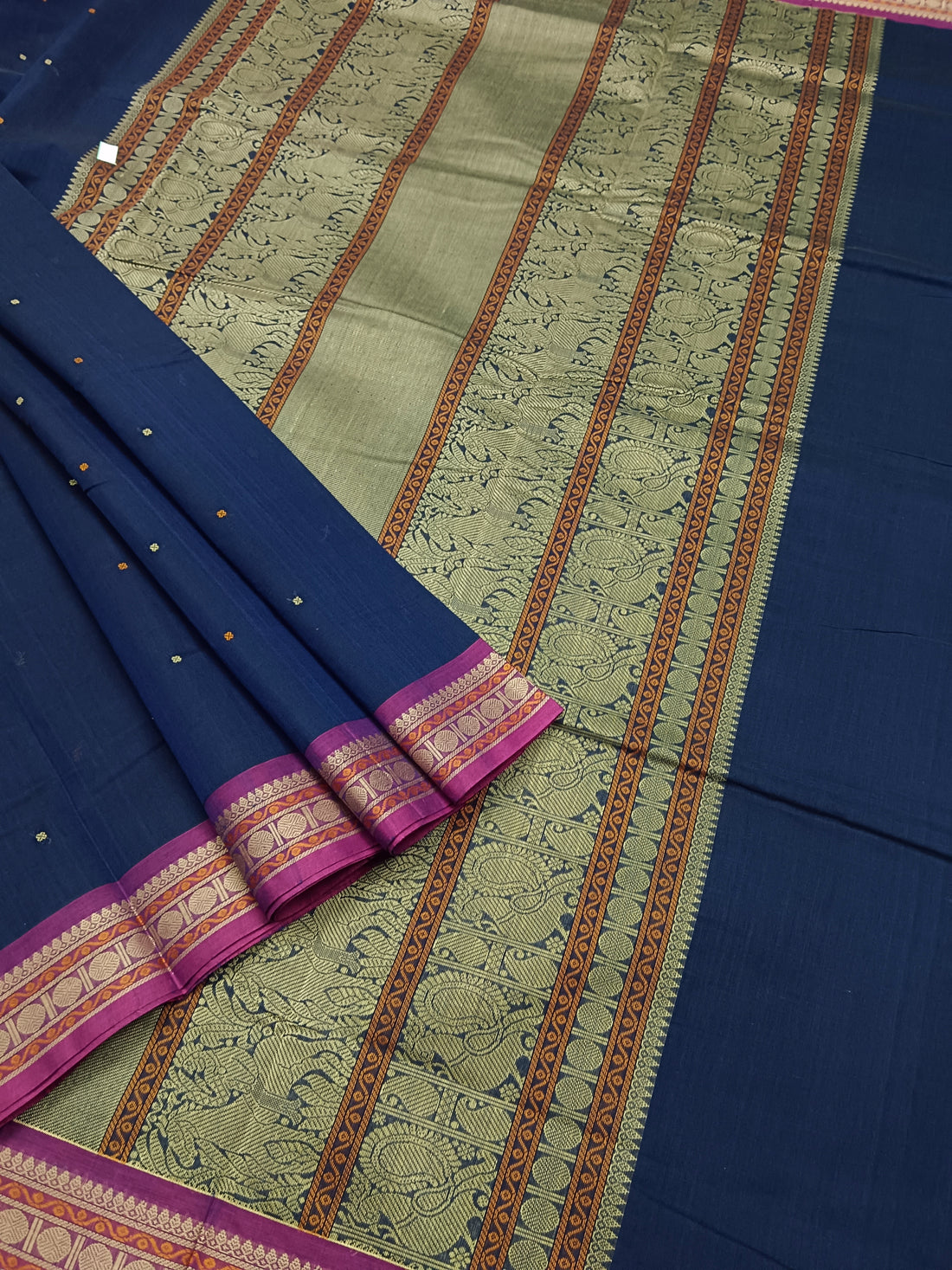 Heritage Handwoven cotton Butta Blue 