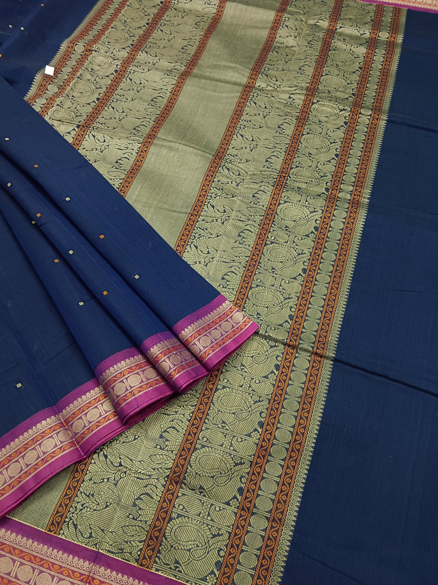 Heritage Handwoven cotton Butta Blue 
