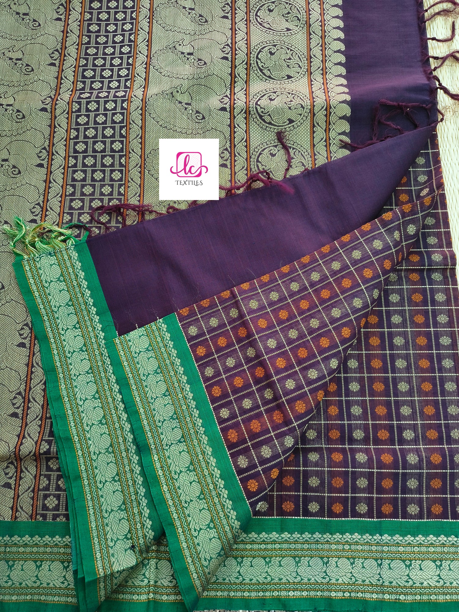 Heritage Handwoven cotton 1000 butta Brown 