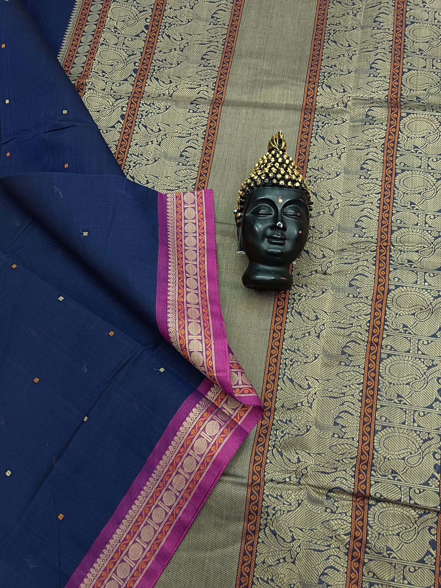 Heritage Handwoven cotton Butta Blue