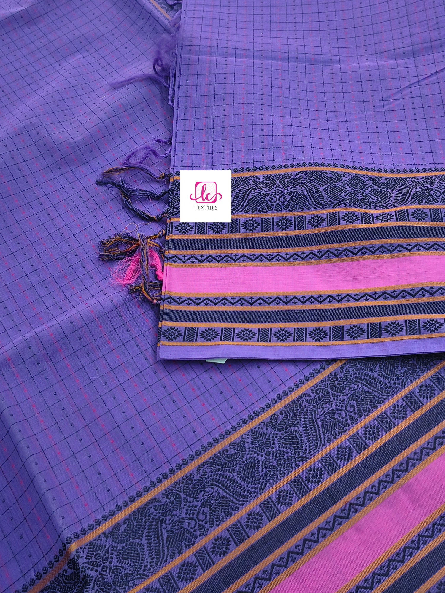 Heritage Handwoven cotton Lakshadeepam Lavender 