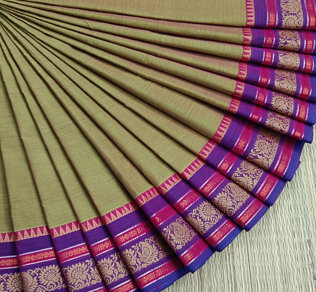 Chettinad Cotton -Daily Wear -Neon Green Mixed Pink Dual tone - CDW92