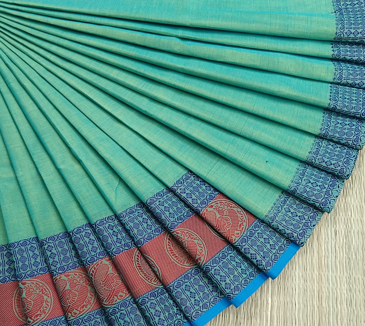 Chettinad Cotton - Daily Wear -Aqua green mixed blue- CDW01
