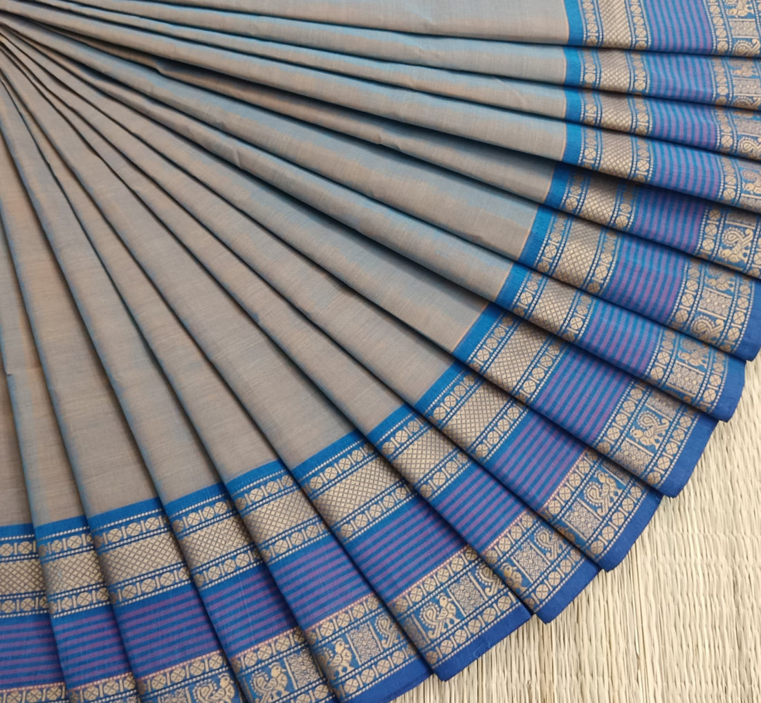 Chettinad Cotton -Daily Wear -Yellow Mixed Blue Dual Tone- CDW117