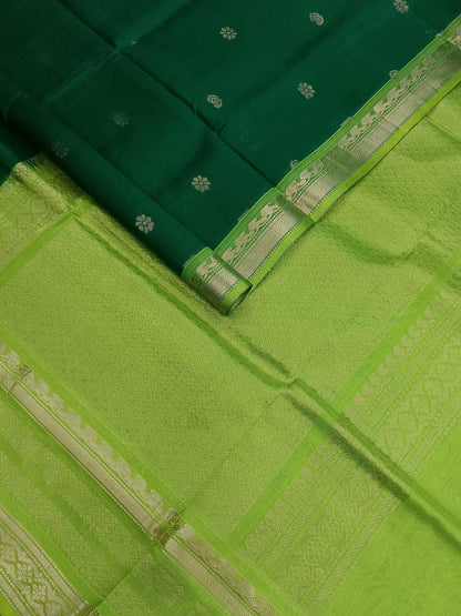 Handloom Kanchi  Silk Cotton - Butta-Green- HSC45