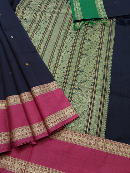 Heritage Handwoven cotton -Butta-Jamun violet -27