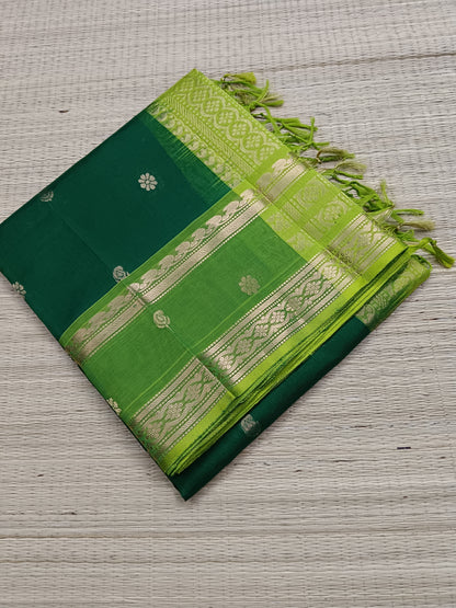 Handloom Kanchi  Silk Cotton - Butta-Green- HSC45