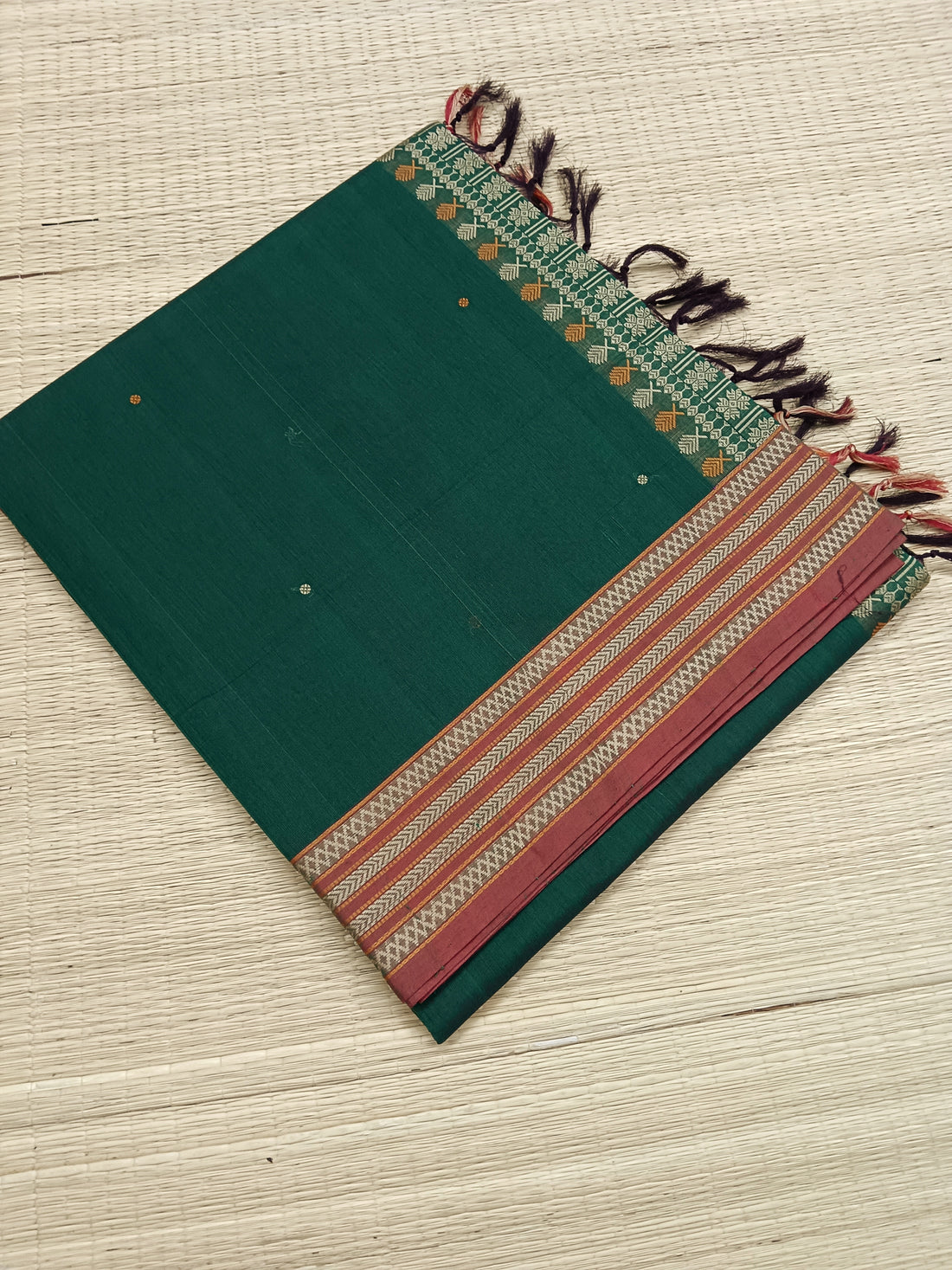 Heritage Handwoven cotton -Butta-Green -22