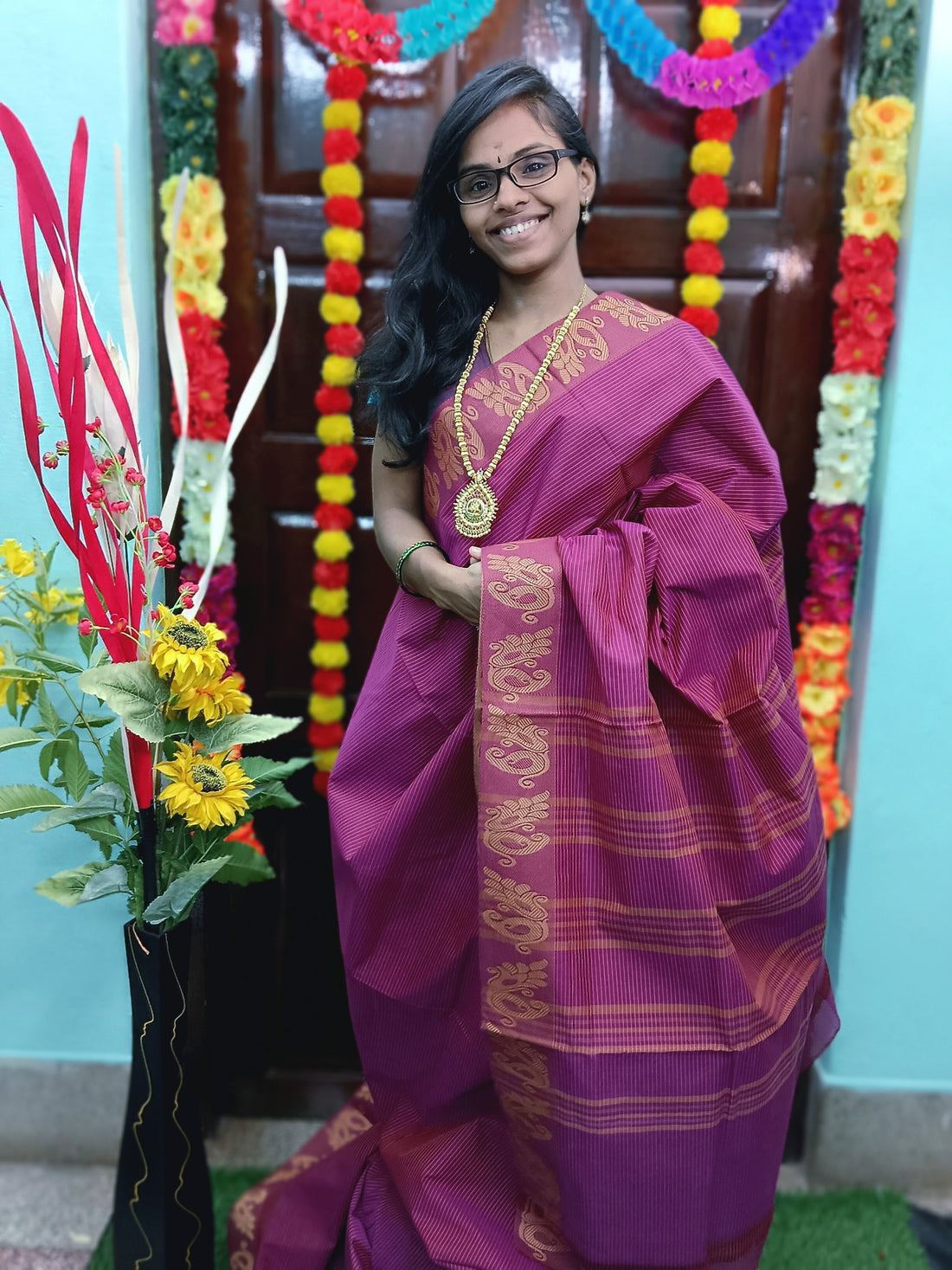 Chettinad Cotton Daily Wear light mejantha stripes Saree 01