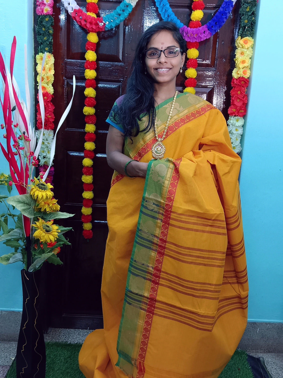 Chettinad Cotton Daily Wear Yellow Saree - CDW06