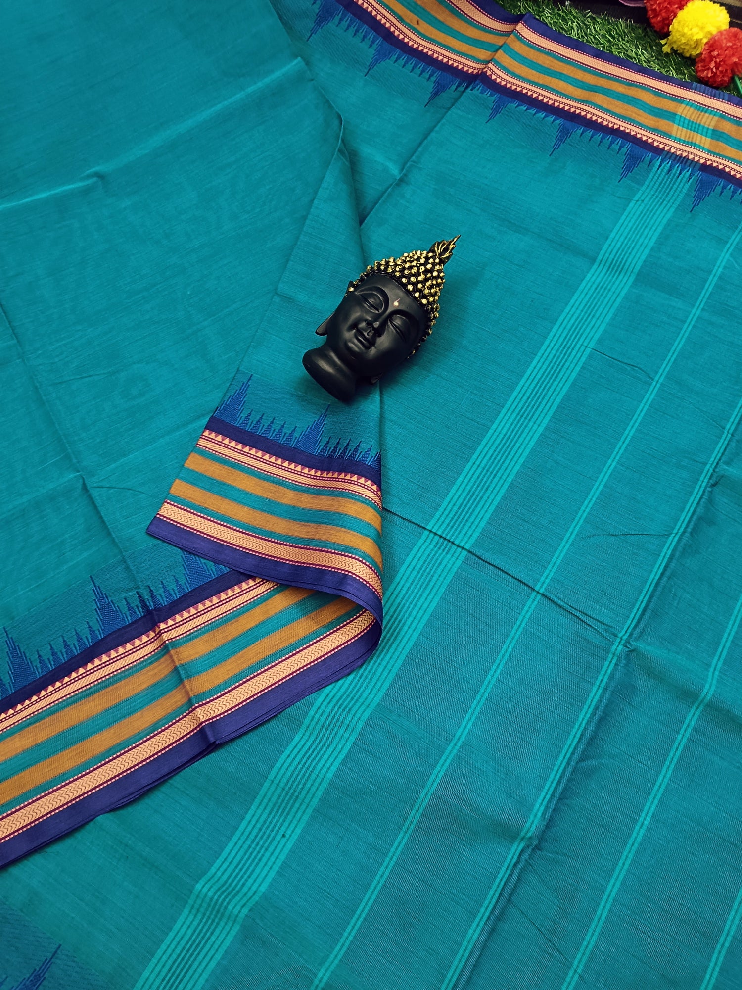 Chettinad Cotton -  Office Wear - Teal Blue Dual Tone Saree CCOW07