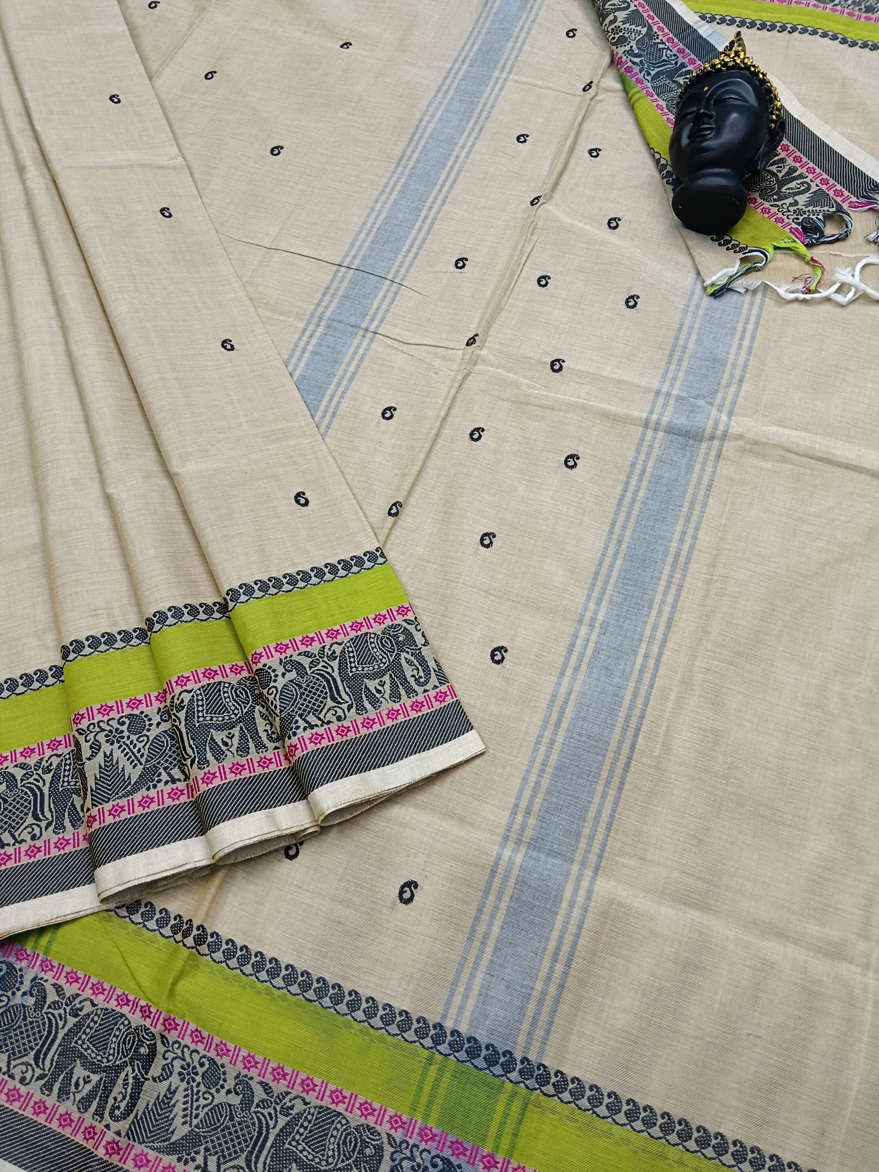 Chettinad Cotton - Office Wear - Pastel cream CCOW08