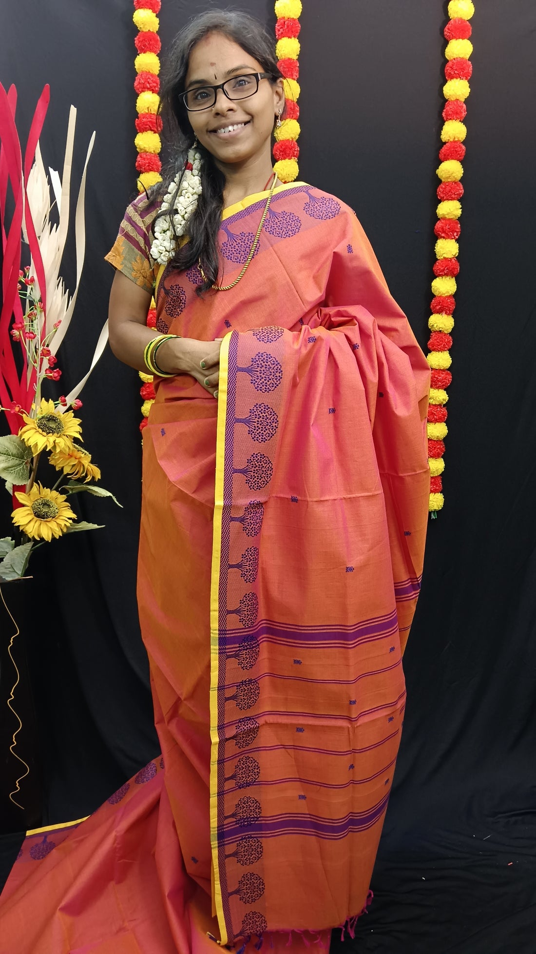 Chettinad Cotton - Office Wear - Peach orange CCOW10