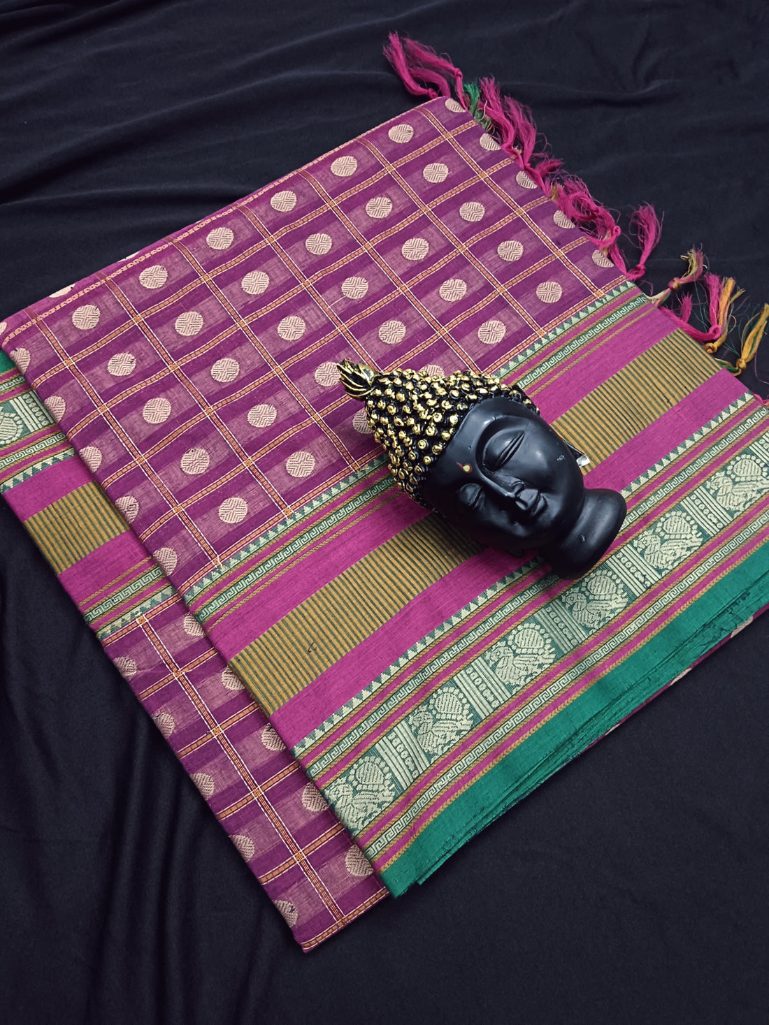 Shubhavastram - Heritage Handwoven cotton 1000 butta - Purple -01