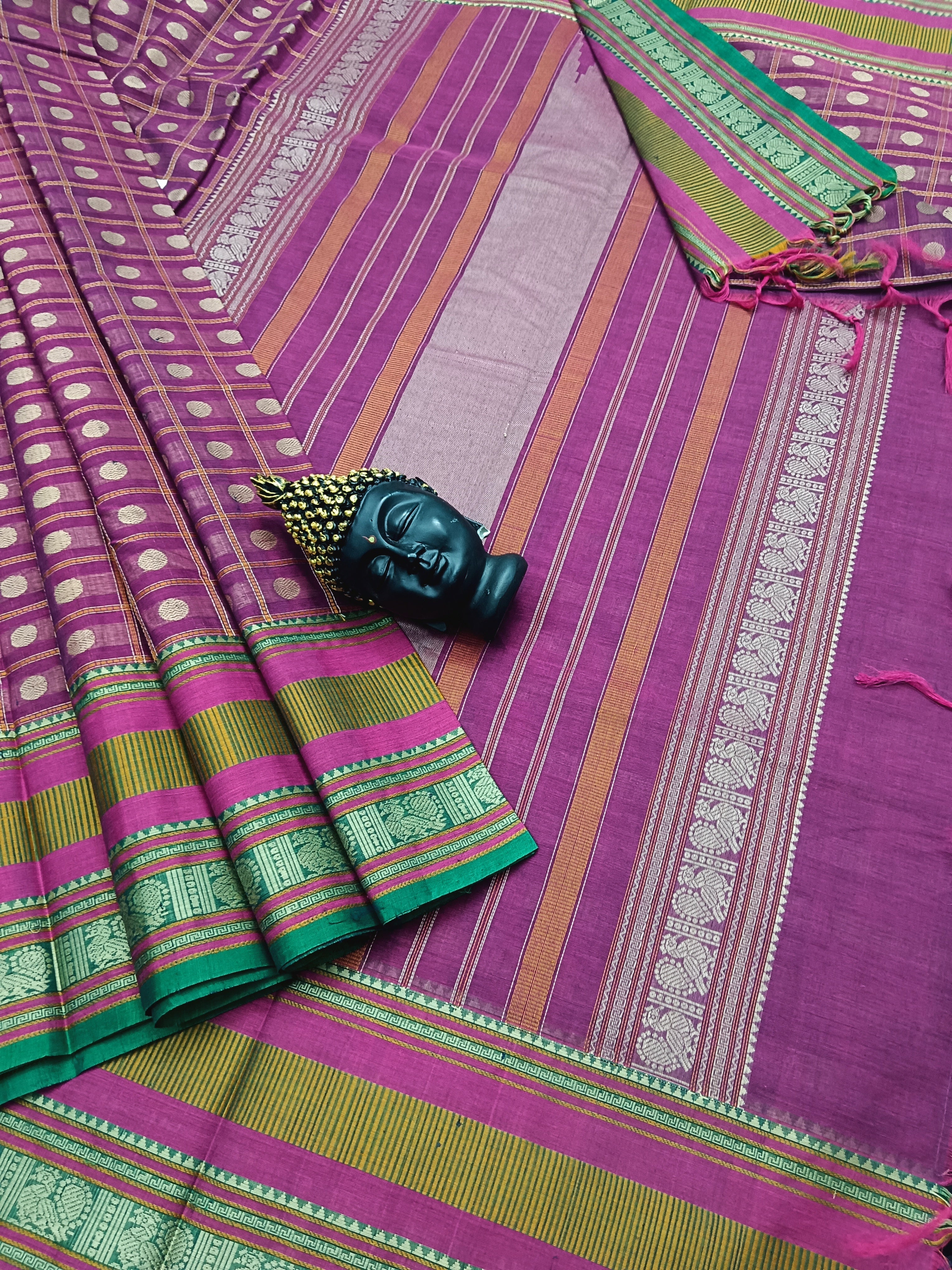 Shubhavastram - Heritage Handwoven cotton 1000 butta - Purple -01