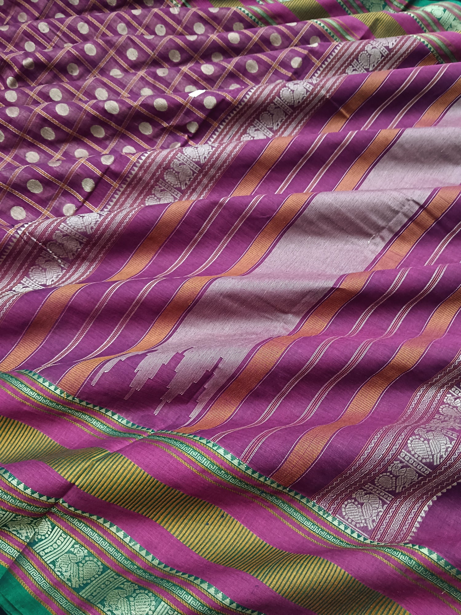 Shubhavastram - Heritage Handwoven cotton 1000 butta - Purple -01