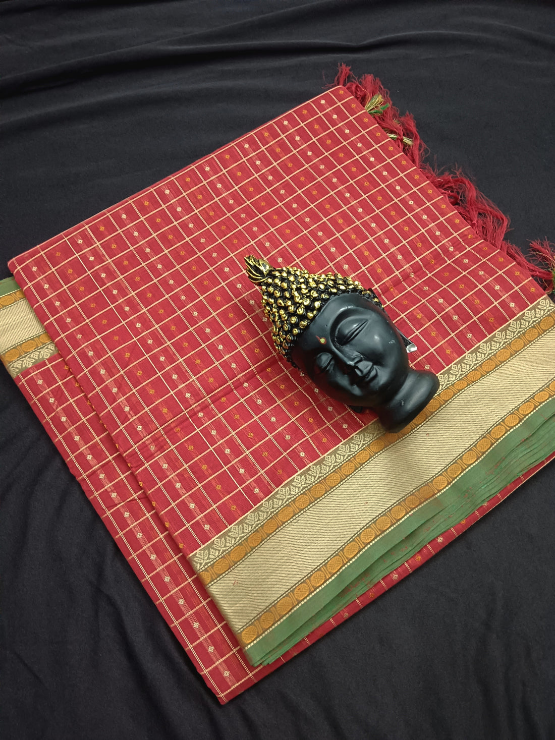 Shubhavastram - Heritage Handwoven Cotton Lakshadeepam - Red - HC05