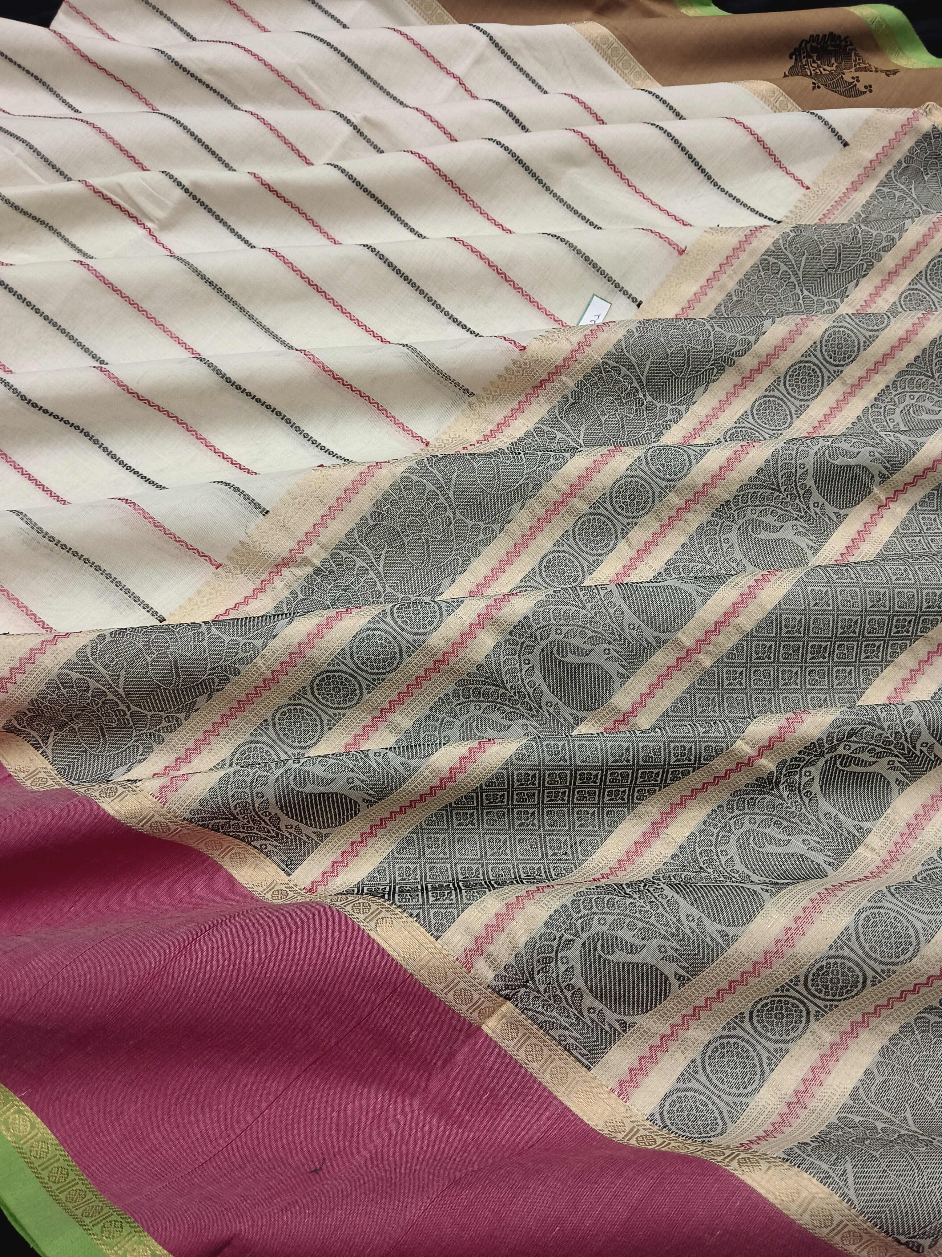 Shubhavastram - Heritage Handwoven Cotton - Veldhari - Half White - 04