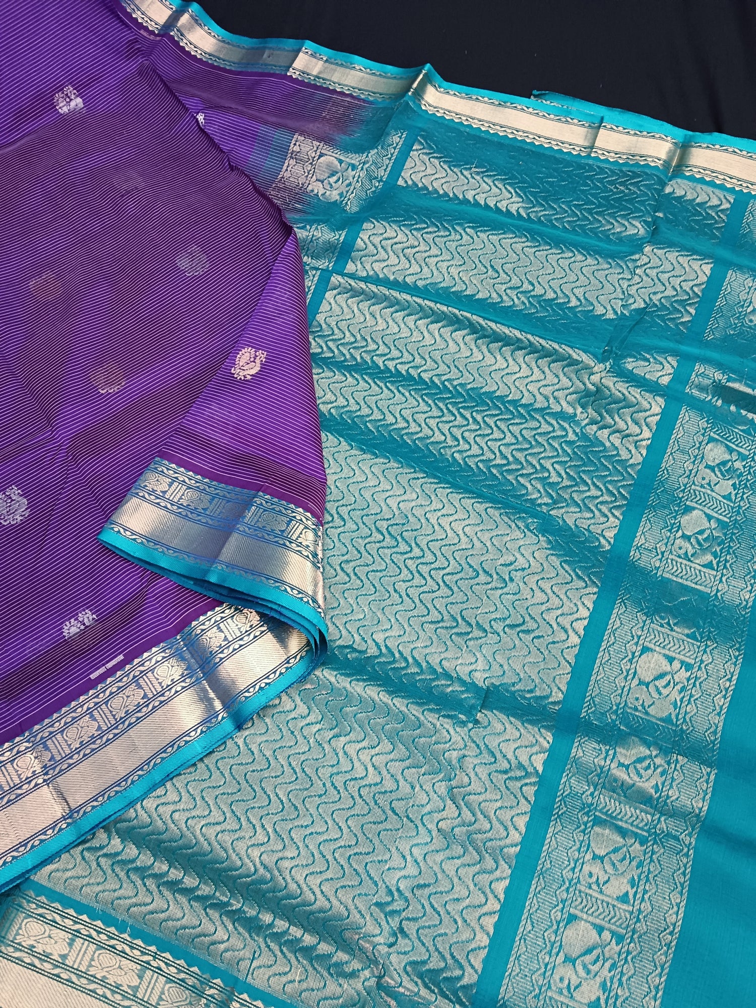 Handloom Kanchi Silk Cotton - Violet -HSC01