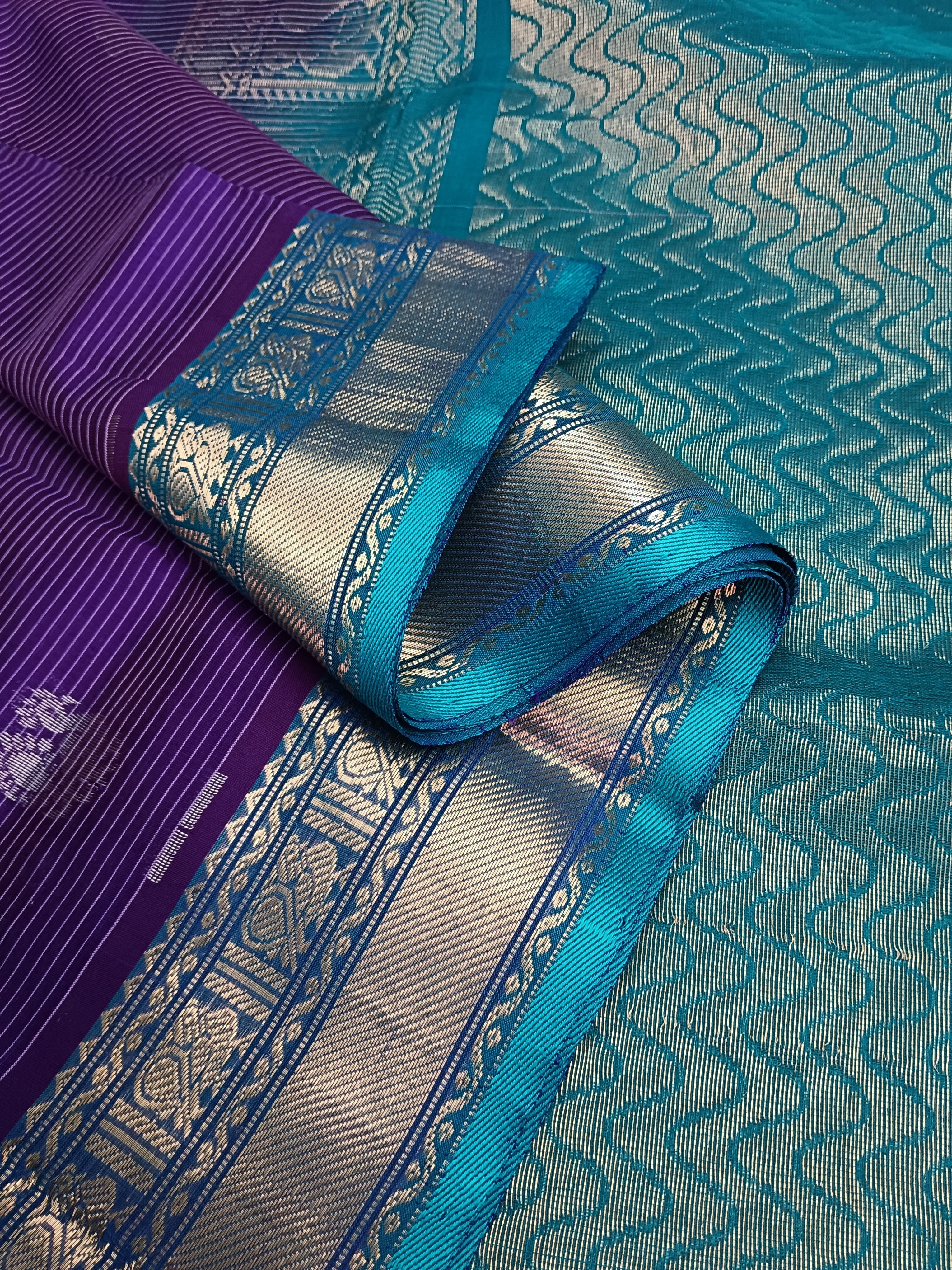 Handloom Kanchi Silk Cotton - Violet -HSC01