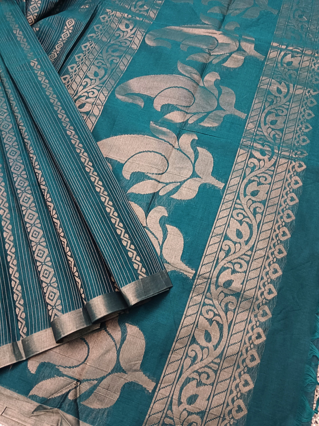 Negamam Cotton Saree - All over Design-Peacock Blue - NC 01