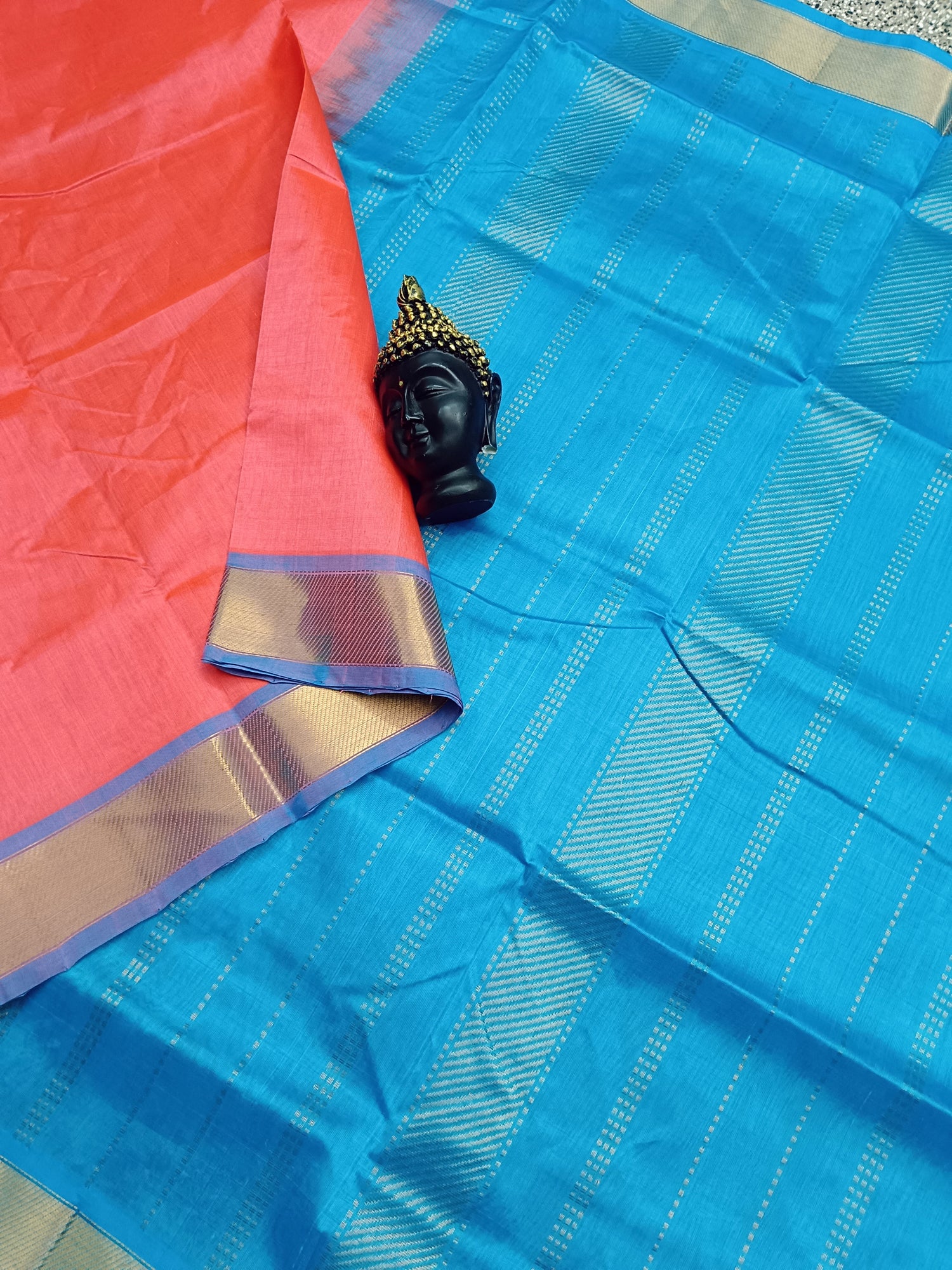 Handloom Kanchi Silk Cotton - Plain -Dark Peach - 08