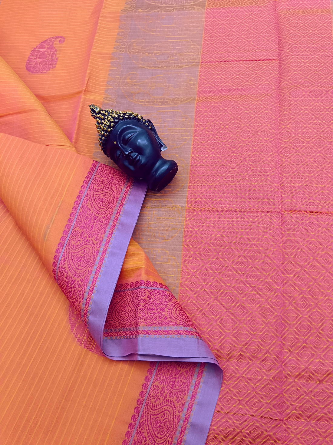 Negamam Cotton Saree - Mango Butta -Orange - NC 04