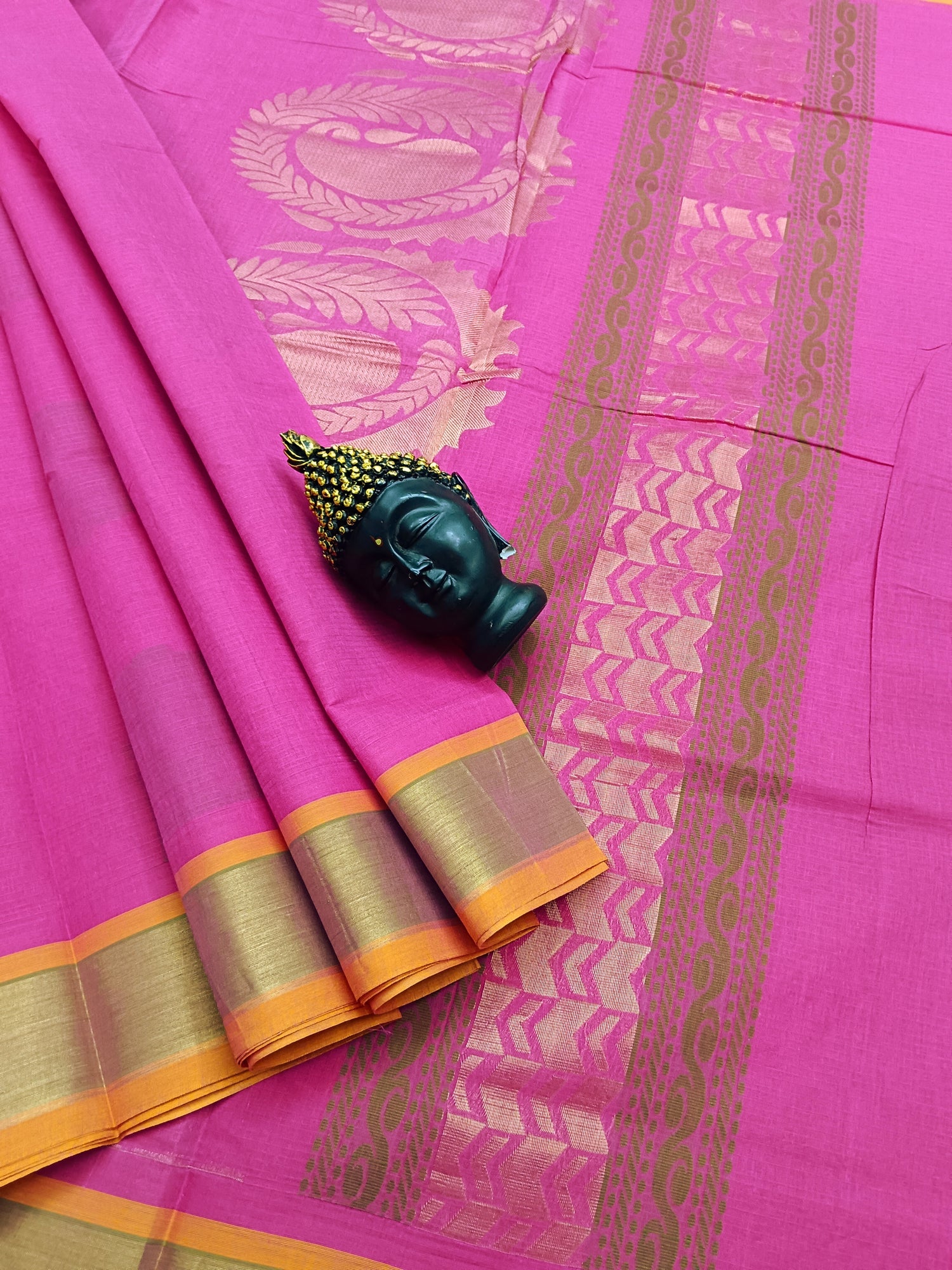 Negamam Cotton Saree - Mango Buta - Zari -Pink - NC 08