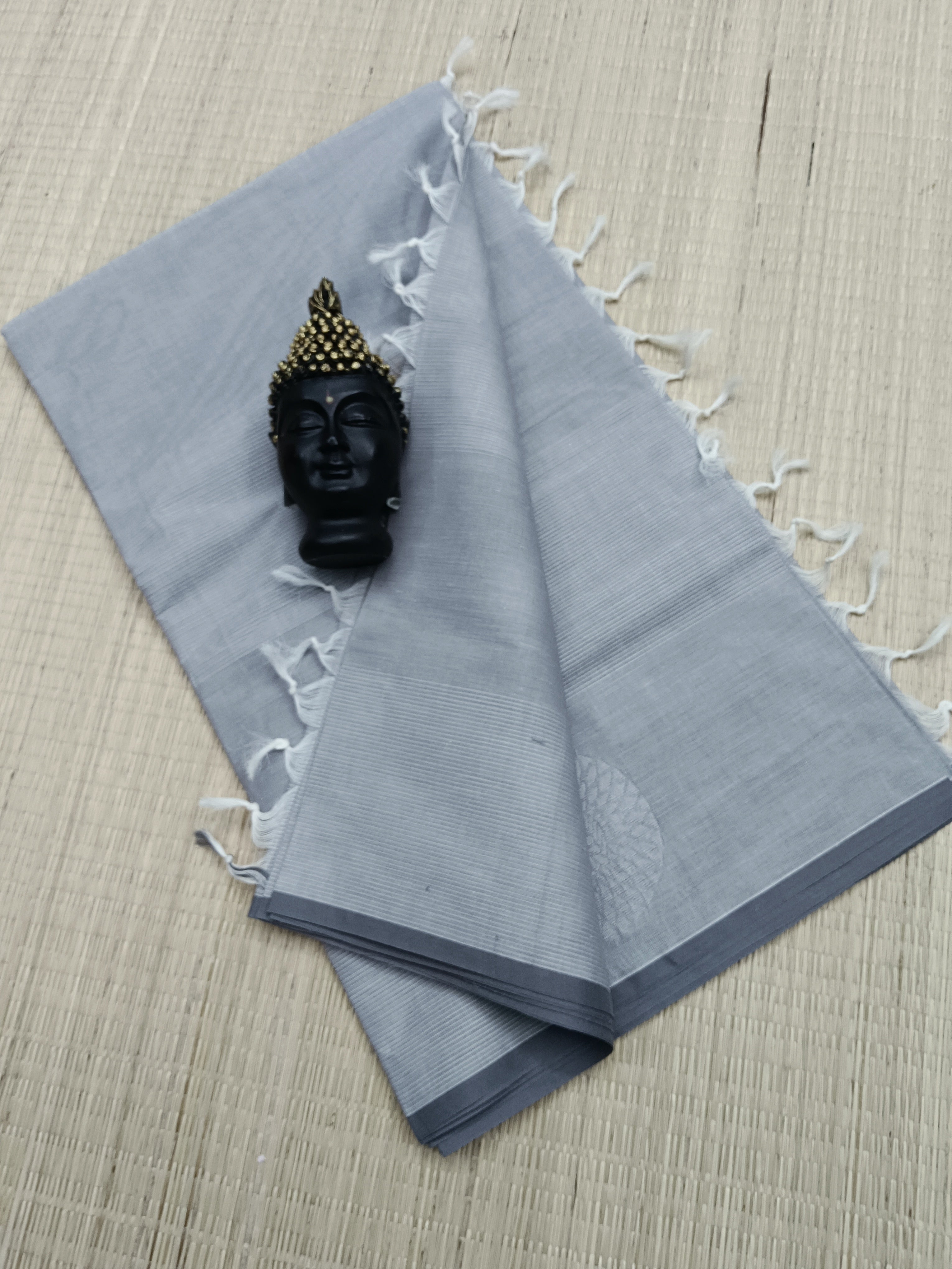 Negamam Cotton Saree - Chakaram butta -Bright Grey - NC 05